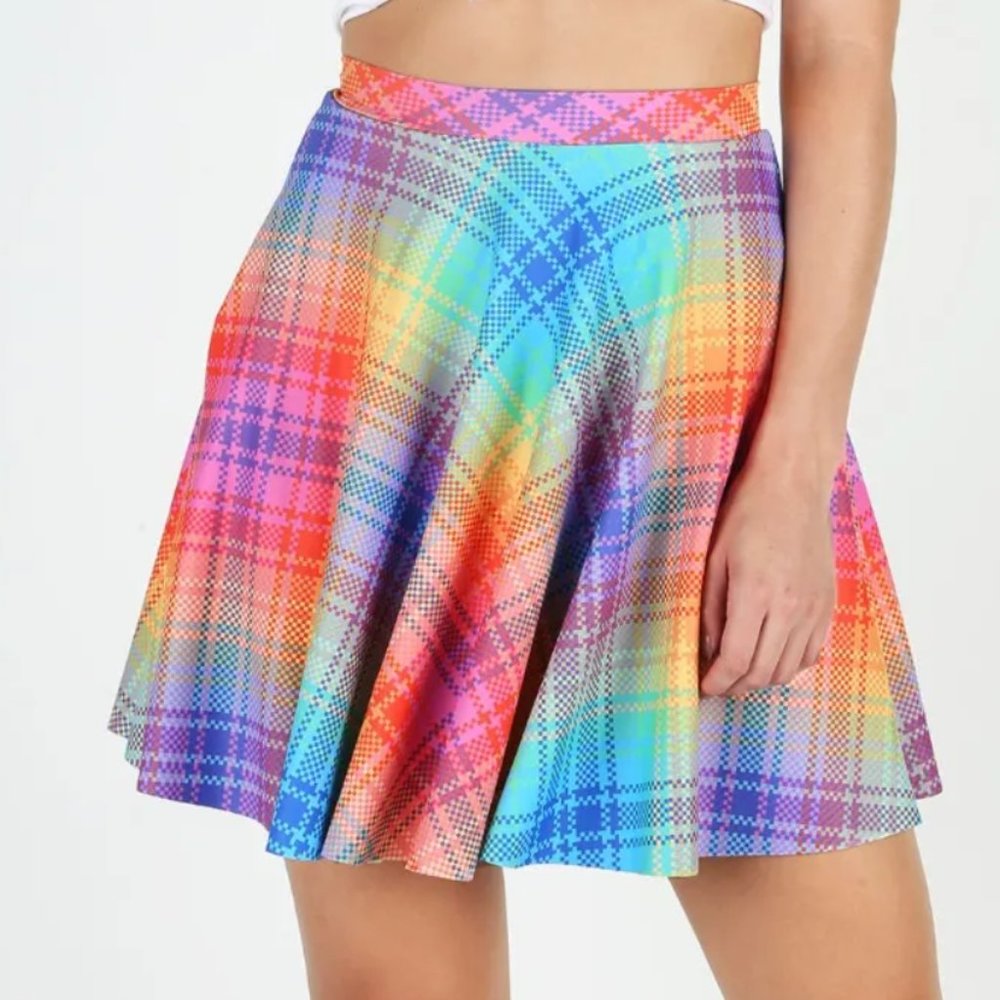 Blackmilk Tartan Rainbow Pocket Skater Skirt (Size S) NWT RARE!
